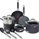 T-fal Stone Force Platinum Non Stick Cookware Set 12 Piece, Oven Broiler Safe 400F, Kitchen Cooking Set w/Fry Pans, Saucepans, Dutch Oven, Tools, Steamer Insert, Lids, Cookware, Dishwasher Safe Black