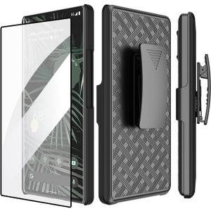 Ailiber Case for Google Pixel 7 Pro, Pixel 7 Pro Phone Holster Case with Screen Protector, Swivel Belt Clip, Kickstand Holder, Slim Shockproof Shell Full Body Phone Cover for Google Pixel 7 Pro-Black