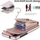 Asuwish Phone Case for Samsung Galaxy S23 5G Wallet Cover with Tempered Glass Screen Protector and Ring Stand Credit Card Holder Leather Wrist Strap Cell Accessories S 23 23S G5 Women Men Rose Gold