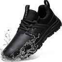 Non Slip Work Shoes for Mens Slip On Sneakers Waterproof Chef Kitchen Shoe Comfortable Slip Resistant Restaurant Footwear Hombre Zapatos de Trabajo, Black (10.5)