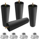 BokWin 4 Pack 8 Inch Plastic Furniture Legs - Round Tapered Table & Sofa Legs with M8 Hanger Bolts, Replacement for Couch, Dresser, Cabinet, Chair, Bed, Coffee Table (Black)