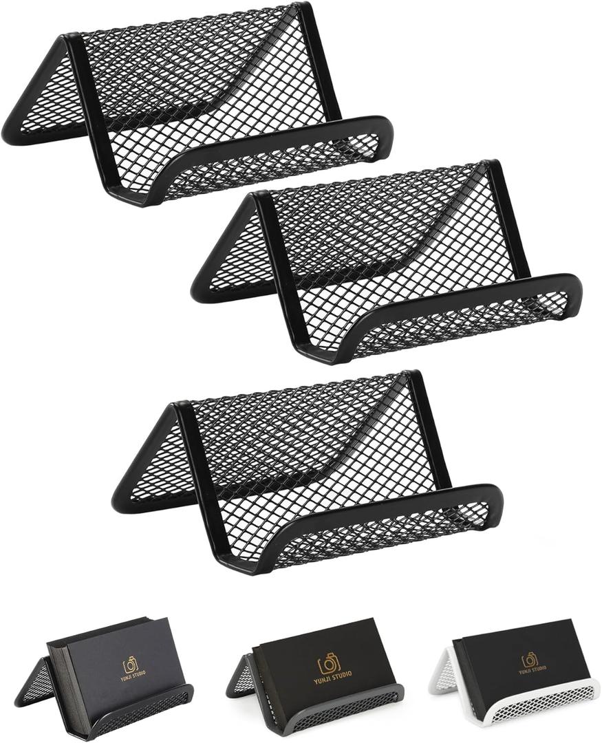 Mr. Pen- Metal Mesh , 3 Pack, Black, Card Holder for Desk Business Cards, Desk Card Holder for Office, Business Card Stand