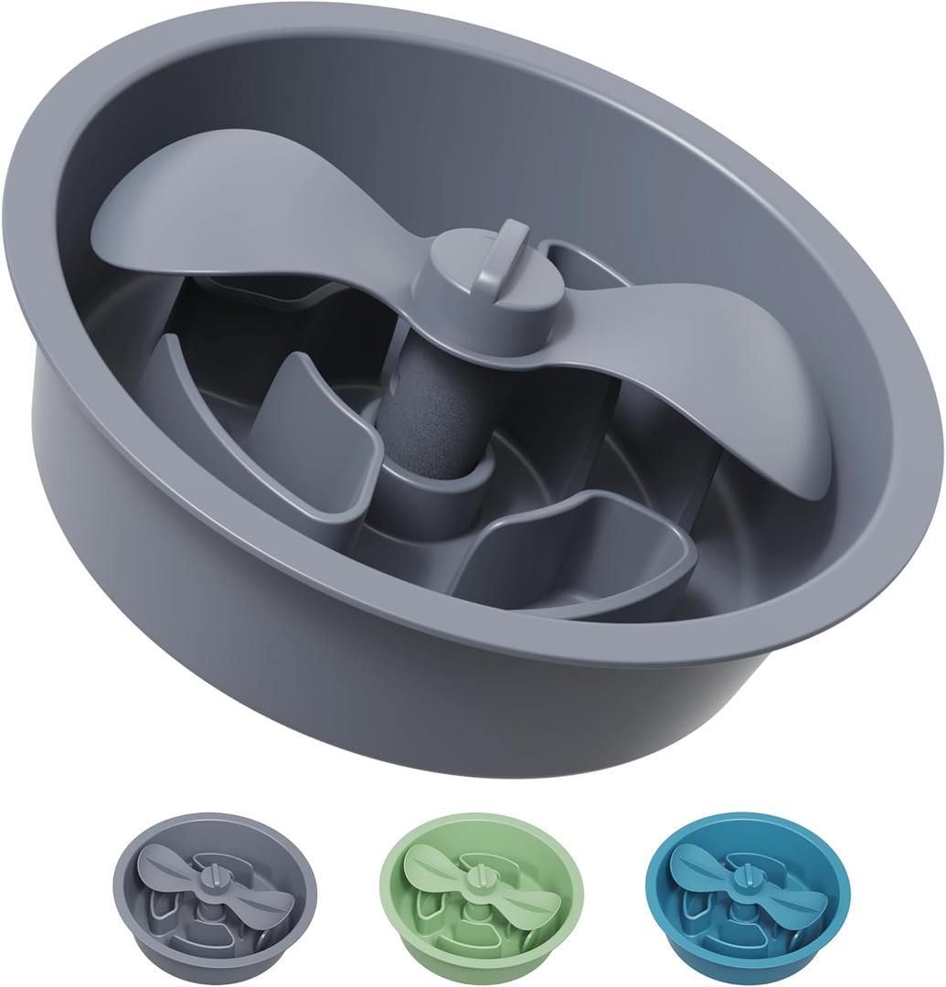 AVERYDAY Slow Feeder Dog Bowls for Medium Breed, 1.5 Cups Deep Food Puzzle Bowl with Spinning Slow Feeder Insert, Non-Slip Bottom, Fits for Raised Stand, Hard Maze Design for Small and Medium Dogs (Petal Feeder Grey)