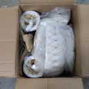 VECELO Bar Stools Set of 2, Adjustable Barstools Counter Height Stools with Back and Arm, Velvet Woven Kitchen Island Stools w/Gold Metal Leg & Base, 360 Swivel Bar Chair for Pubs Dining Room, White