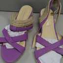 getmorebeauty Women's Espadrilles Wedge Sandals Crisscross Elastic Open Toe Buckle Ankle Strap High Heels Platform Dressy Shoes (Purple, US8)