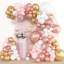 Amandir 153pcs Rose Gold Balloon Garland Arch Kit, Different Sizes 18 12 10 5 inch Pink White Gold Latex Metallic Confetti Balloons for Girls Graduation Birthday Bridal Baby Shower Party Decorations