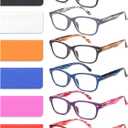 6 Pack Reading Glasses for Women Men Blue Light Blocking Spring Hinge Computer Readers, Anti Eyestrain/Glare (6 Mixed C1)
