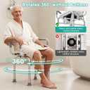 PETKABOO Swivel Shower Chair with Armrests and Back, 550 lbs Heavy-Duty Shower Seat for Showers and Bathtubs, 5- Height-Adjustable Adult Shower Chair, Elderly Bathtub Chair
