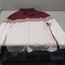 Men's Long Sleeve Polo Shirt Striped Cotton Moisture Wicking Classic Collared Casual Golf Shirts for Men (Red, XL)