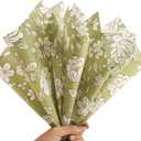 Bobobag 100 sheets Floral Tissue Paper for gift bags,20x14 inch Sage Gift Wrapping Paper for Flower Decoration Packing