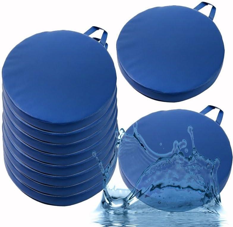 Waterproof PU Outdoor Seating Cushions Square/Round Flexible Seating Floor Cushions with Handle, Portable Classroom Seating Handles, Chair Pads/Cushion Stackable for Classroom(15,10pcs:30cm/12in)