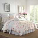 Laura Ashley - Twin Comforter Set, Plush Velour Micromink Face Bedding with Soft Cotton Reverse, Medium Weight for Year Round Use, 2 Piece Bed Set with Matching Pillowcase (Wisteria Pink)