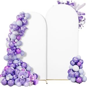 Wedding Arch Cover Spandex Arch Backdrop Cover 7.2FT, 6FT Set of 2 Arch Stand Cover Arch Covers Stretchy Backdrop for Wedding Birthday Party Decoration Baby Shower (White)