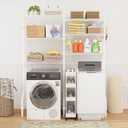 ULIFHOME U15 Over Washer and Dryer Storage Shelves, Laundry Above Washer Dryer Storage Rack Space Saver, 6-Tier Wire Shelf with 4 Hooks for Organization, 63.4"W x 17.3"D x 76.4"H, Holds 568lbs, White