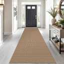 Braided Runner Rug 3x10 Ft Washable Runners for Hallways Non Slip Kitchen Runner Rug Cotton Long Entryway Runner Indoor, Woven Carpet for Hall Kitchen Entryway, Orange/Tan/Brown