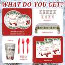 Zhehao 272 Pcs Santa Baby Shower Decorations Christmas Baby Shower Party Santa Tableware Set Disposable Tablecloths Plates Napkins Cups Forks Knives Spoons Banner for Party Decoration Supplies