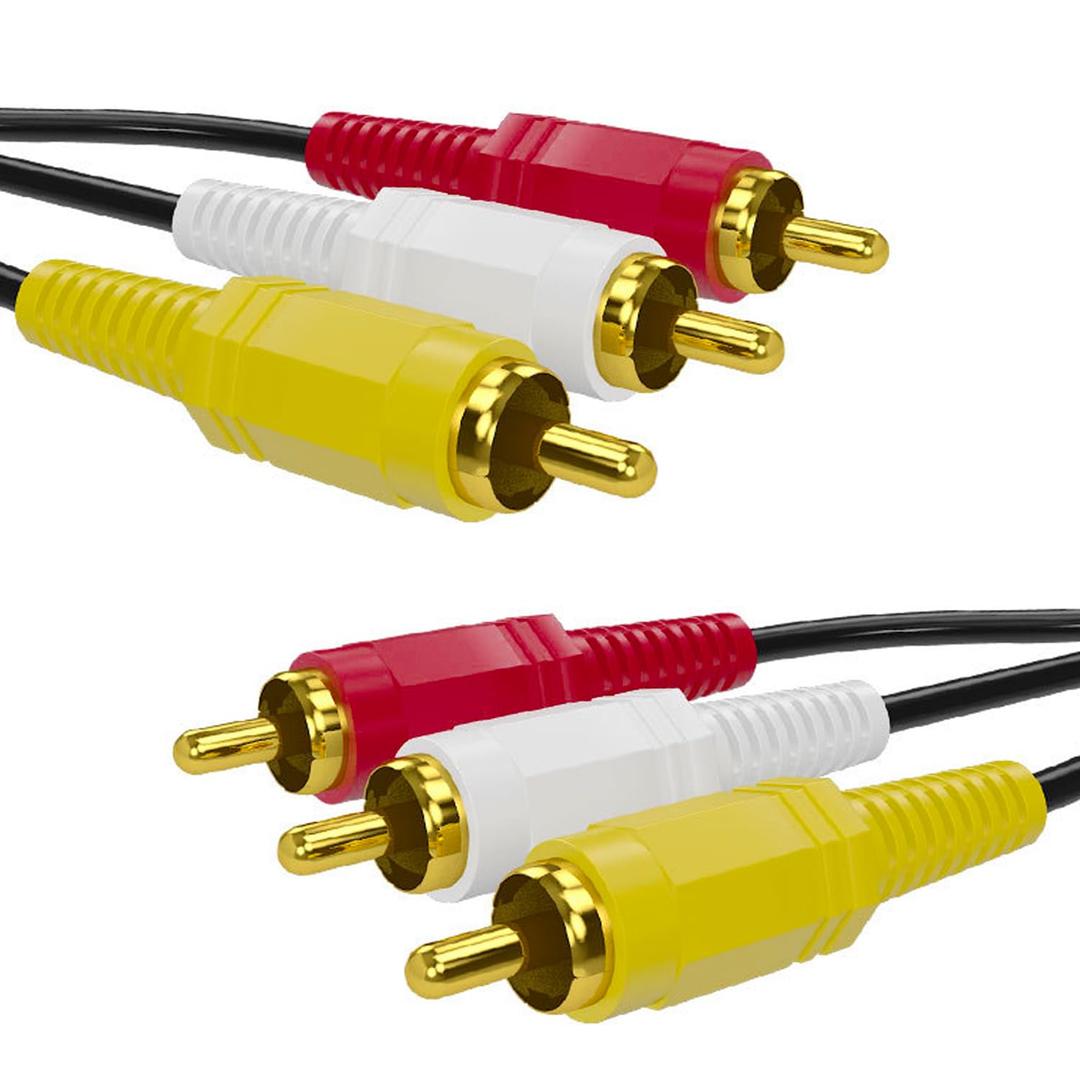 RCA Cable, AV Cable Gold Plated, Yellow/White/red connectors 3 Male to 3 Male-4.6 Feet/1PCS