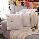 LUOYEHK Halloween Throw Pillow Covers 18x18 Set of 2 White Ghosts Embroidered Pillow Cases Holiday Velvet Cushion Covers for Couch Sofa Bed