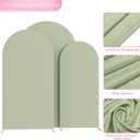 Wokceer Wedding Arch Backdrop Cover 7.2FT, 6.6FT, 6FT Set of 3 Spandex Fitted Sage Green Arch Covers for Round Top Chiara Arch Backdrop Stands Cover for Birthday Party Ceremony Decor