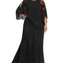 Plus Size Black Dress Women Formal Wedding Guest Evening Party Long Lace Chiffon Cape Gowns Mermaid Prom Dresses 2024 Size 28W