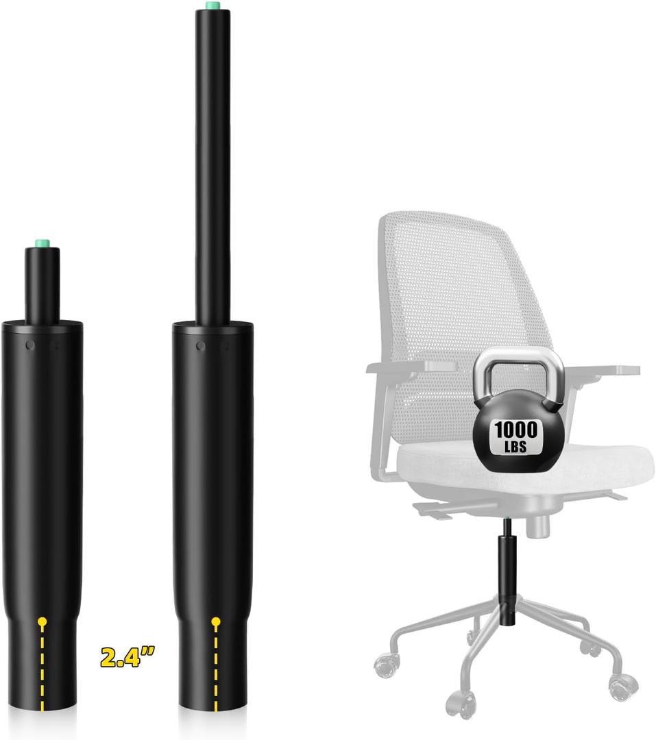 9 Inches to 15 Inches Short Office Chair Cylinder Replacement, 5.5" Stroke, Heavy Duty 1000 lbs, Lower the Seat Height by 2", Fits for Office Chair High Base Short Person, Class4 (Sinking 2.4")