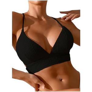 SOLY HUX Women's Criss Cross Back Bathing Suits Top Push Up Bikini Swimsuit Tops Only M