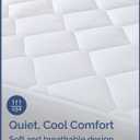Quilted Fitted Mattress Pad Protector Queen Size - Elastic Fitted Mattress Topper & Cover - Breathable, Soft, Low Profile Top Cover with 8-16 Inch Deep Pockets - Easy-Fit & Machine Washable - White