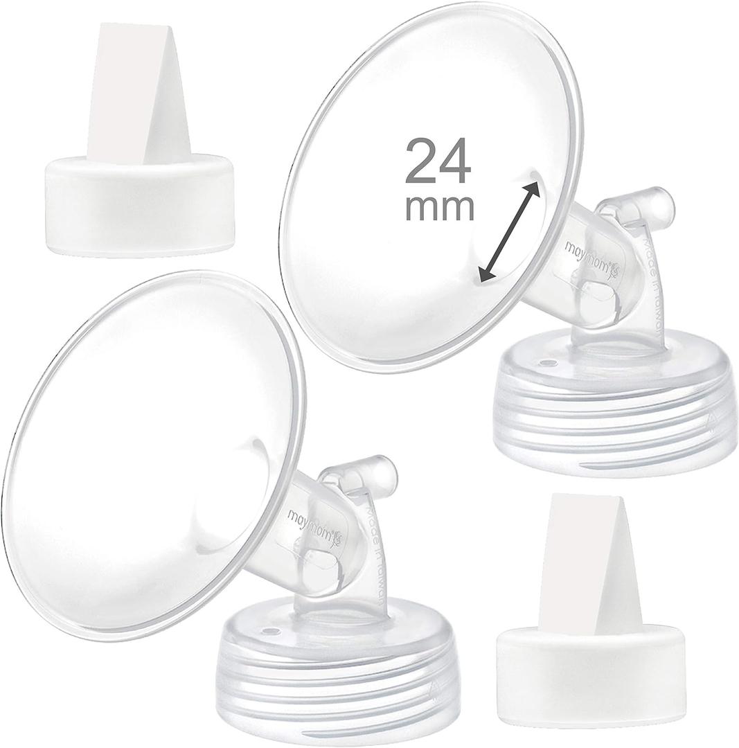 Maymom Compatible 24mm Flange & Duckbill Valve for Spectra S1 Spectra S2 Breastpump Not Original Spectra S2 Accessories Not Original Spectra Pump Parts Replace Spectra Duckbill, Replace Spectra Flange