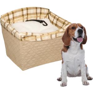 PetSafe Happy Ride Quilted Dog Safety Seat - Dedicated Pet Car Seat for Safer Travel - Elevated Pet Booster for Window Views - Machine Washable Removable Cover - Fits Most Cars