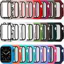 Sieral 24 Pcs Smart Watch Screen Protector Watch Bumper Case Hard Pc Case with Tempered Glass Screen Protective Cover Compatible with Iwatch for Men Women, Assorted Colors (38mm)