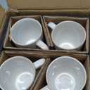 LE TAUCI Coffee Mugs 12 oz, Ceramic Mug Set Set of 4, Embossment Cups for Espresso, Latte, Tea, Cocoa, Cappuccino & Mocha, Dishwasher Oven Microwave Safe - 3.4 inch, Arctic White