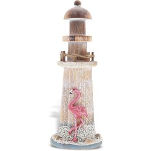 CoTa Global Flamingo Beach Lighthouse Decor - Handmade and Crafted Wooden Lighthouse Decoration with Sea Shells, Decorative Beach Style Tabletop Centerpiece, Nautical Themed Home Decor - 8.5 Inch CoTa Global Flamingo Beach Lighthouse Decor - Handmade and Crafted Wooden Lighthouse Decoration with Sea Shells, Decorative Beach Style Tabletop Centerpiece, Nautical Themed Home Decor - 8.5 Inch