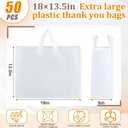 Klyyo Clyro 50 Pack 18 6 13.5 Inch Frosted Plastic Gift Bags with Handle Large Reusable Frosted Plastic Shopping Bags for Small Business, Boutiques, Retail, Wedding Party Favors (White Clear)