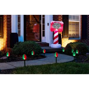 HoliScapes Vintage Santa Runway Lights with Santa Landing Zone Inflatable Sign