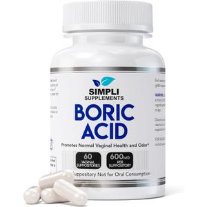 Boric Acid Suppositories for Women 600mg | 60 Count | Feminine Hygiene Support | Vaginal pH Balance & Freshness, EXP: 09/2028