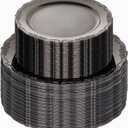 U-QE 100PCS Clear Black Plastic Plates - Heavy Duty Black Disposable Plates Including 50PCS 10'' Dinner & 50PCS 7.5'' Dessert Plates -Hard Plastic Platos for Halloween & Party & Wedding