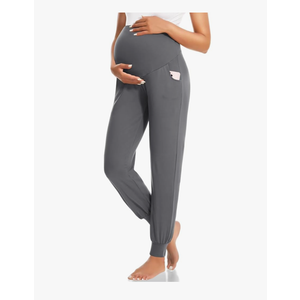 HIGHDAYS Maternity Pants with Pockets, Over Belly Maternity Leggings, Thick Pregnancy Joggers Sweatpants for Active Workout, Small