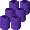 Willbond Wrist Sweatbands, Sports Sweatbands for Competition, Sweat Absorbent, for Basketball, Tennis, Football, Running and Work (Pack of 6) (Purple)
