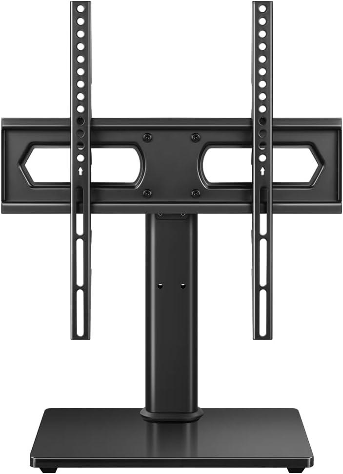 Universal TV Stand for 27-75 inch TVs Swivel +/-35 Height Adjustable Table Top TV Base Max VESA 400x400mm,Holds up to 77 lbs Black