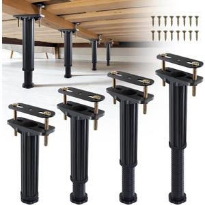 YHK 4PCS Adjustable Height Bed Support Legs 7.8-13.0inch, Heavy Duty Bed Frame Support Legs for Bed Slat and Frame, Plastic Bed Frame Support Replacement Bed Support Reinforcement Parts