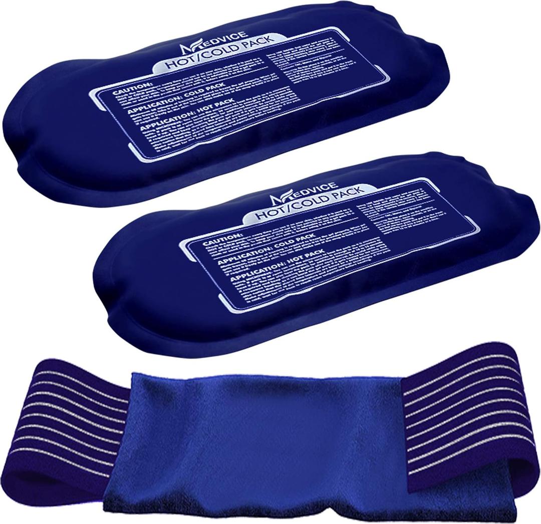 Reusable Hot and Cold Ice Packs for Injuries (3-Piece Set), Joint Pain, Muscle Soreness and Body Inflammation - Reusable Gel Wraps - Adjustable & Flexible for Knees, Back, Shoulders, Arms and Legs