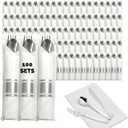 Individually Wrapped Plastic Silverware Sets, Plastic Spoon, Fork, Knife & Napkin (100 Each), 400 Pc Disposable Silverware Set Rolled Cutlery With Napkin, Disposable Decorative Silverwares (Silver)