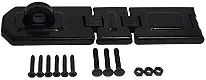 QCAA Extra Heavy Duty Concealed Safety Hasp, Flexible Link, with Hardened Staple, 7-1/2" Double Flexible, Black Coated, 1 Pack