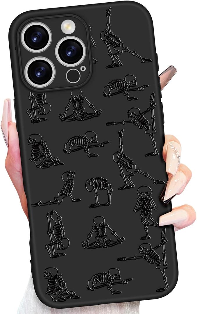 Toycamp for iPhone 16 Pro Max Case - Women Girls Skeleton Dance Cute Phone Cover Black Frosted Slim Fit Design Soft TPU Shockproof Protective Girly Case for iPhone 16 Pro Max 6.9 Inch