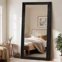Full Length Wood Mirror 76x34 - Rustic Solid Wood Floor Mirror with Triple Layer Frame, HD Tempered Glass, Wall Mounted or Leaning Standing Mirror Vintage Black Mirror for Bedroom Bathroom Living Room