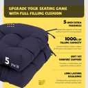 Outdoor Chair Cushions, Outdoor Cushions, Patio Chair Cushions, Indoor Full-Length Ties for Non-Slip Support, Premium Comfortable Thick Fiber, Set of 2 (Navyblue, 17x17 Inch)