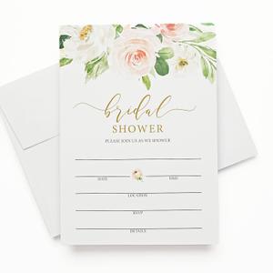50 Trendy Watercolor Floral Invitations and Envelopes (Large Size 5x7) - Birthday Party, Wedding Invitation, Bridal Shower, Engagement, Rehearsal, Retirement, Baby Shower - Any Occasion (50 Pack)
