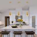 Gold Pendant Lights Kitchen Island,Dining Room Light Fixtures Over Table 3 Pack with Brushed Brass Cone Metal Shade, Modern Farmhouse Mini Chandeliers,Adjustable Cord Hanging Lighting for Bar,Sink
