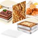 Stainless Steel Baking Pan with Lid, 2-Pack Rectangular Cake Pan Set, Non-Toxic & Heavy Duty Metal Bakeware for Brownie, Lasagna, Casserole, Roasting, Dishwasher Safe