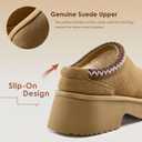 Vilanva Platform Clogs for Women Cozy Suede Fall Slippers with Warm Fur Lined Slip on Shoes Outdoor Indoor House (7.5, Chestnut)